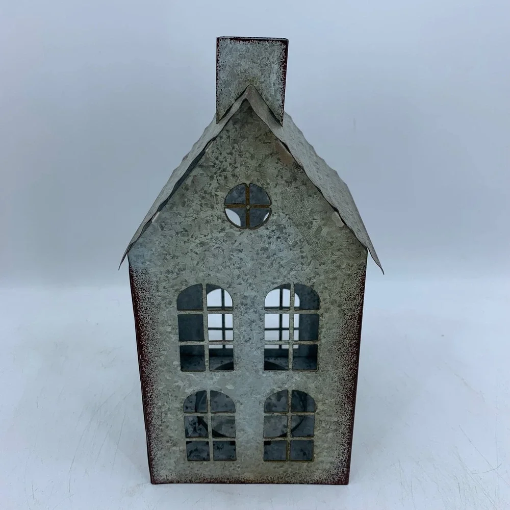 Pottery Barn Discontinued Galvanized Village House Candle Holder Farmhouse